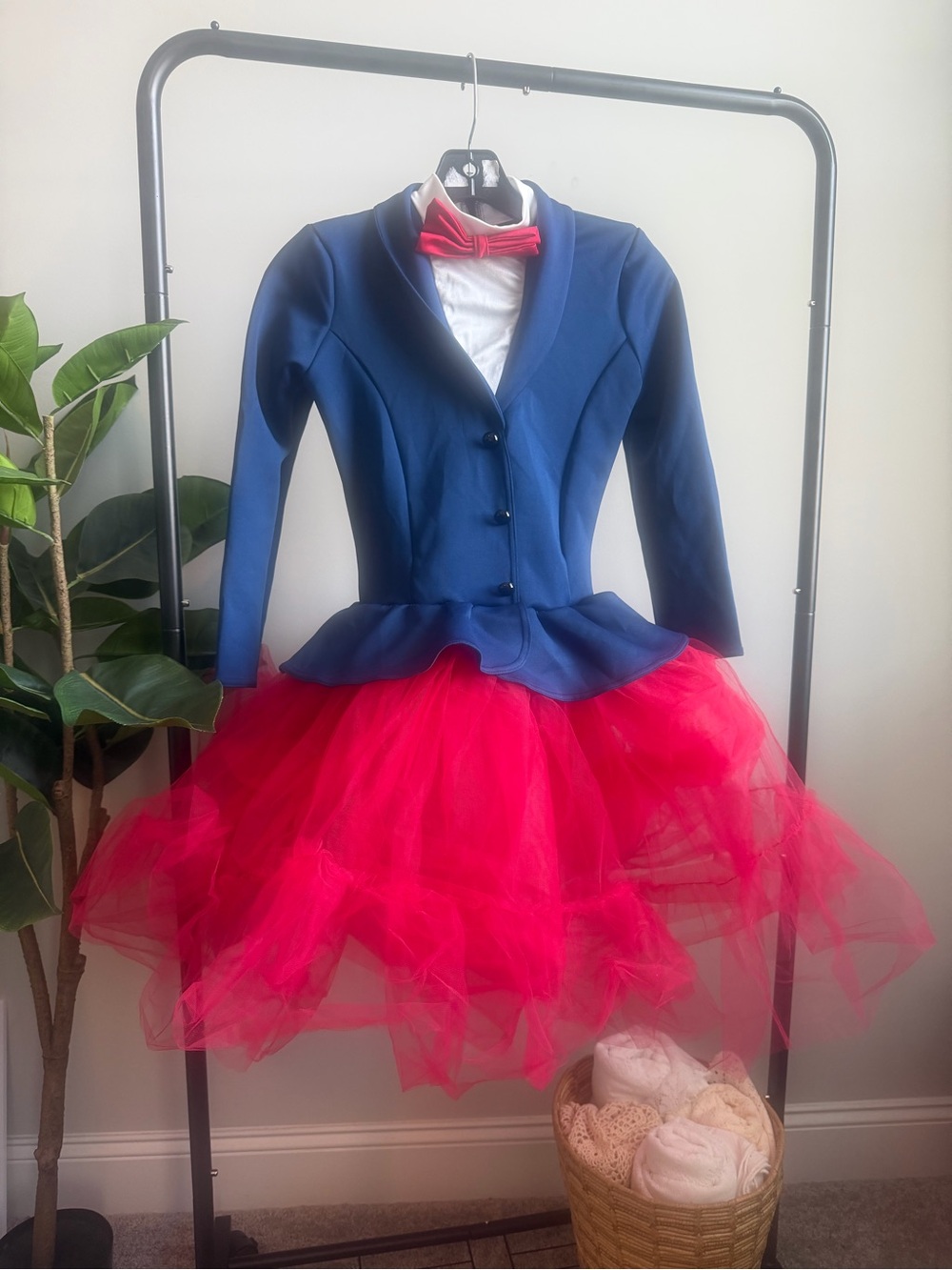 Weissman Navy Jacket with Hot Pink Tulle Skirt and Bow
